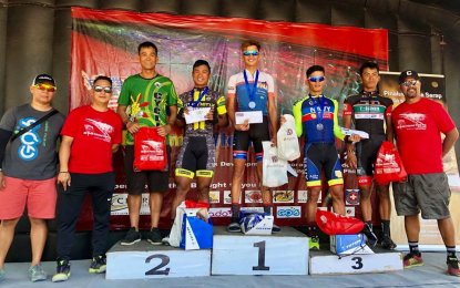 <p>The Top 5 finishers in the men's pro division of the 6th Fil-Am Criterium Grand Prix held at the Clark Development Corp. parade grounds in Angeles City, Pampanga on March 25. <em>(Photo taken from Luis Krog's Facebook account)</em></p>